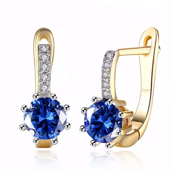 Jewelry - New 18K Gold Plated Blue white Zircon Stud Earring